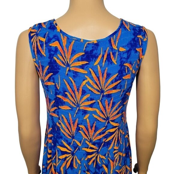 Soft Surroundings Women's Blue Maxi Length Tropical Print Dress Size M - Picture 6 of 10